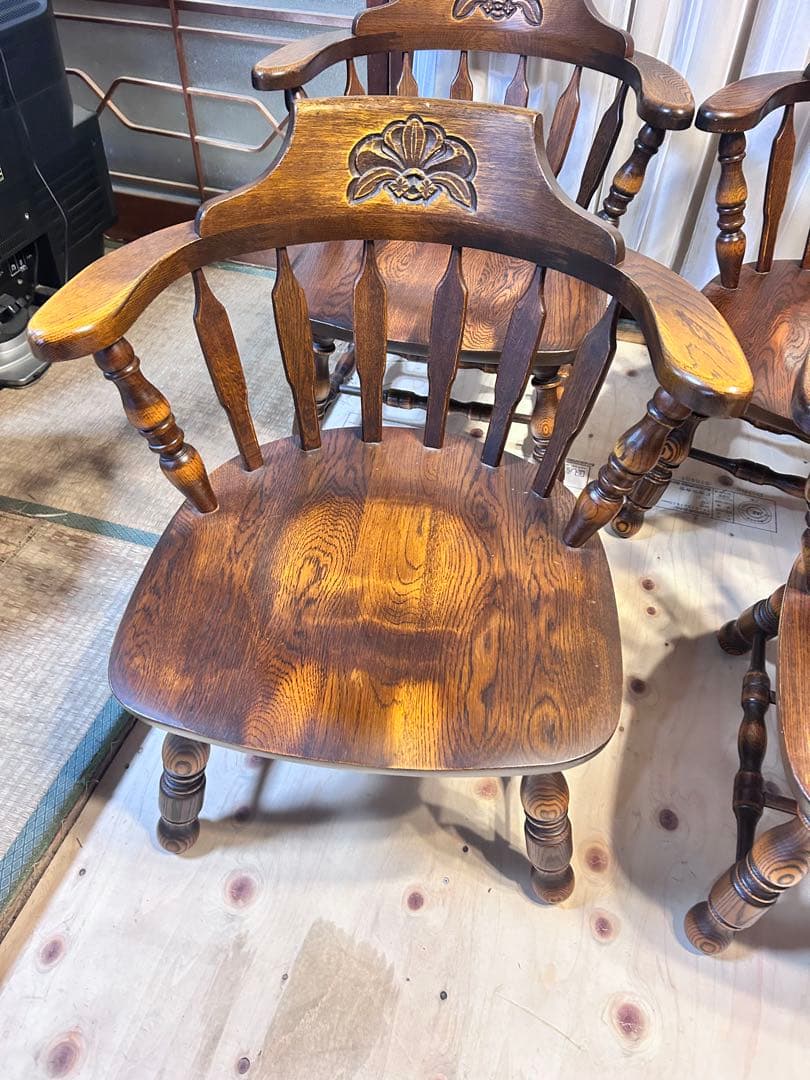 Winds 太平 ウィンザーチェア 肘付き 椅子 木製 　4脚