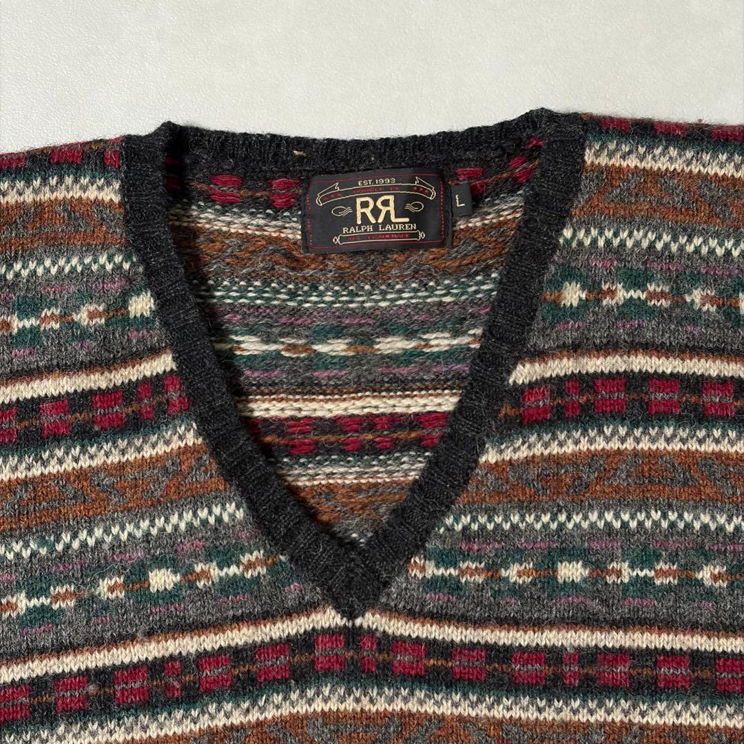 【希少・超美品】RRL 三ツ星タグ 90s フェアアイル柄 ニット ベスト L