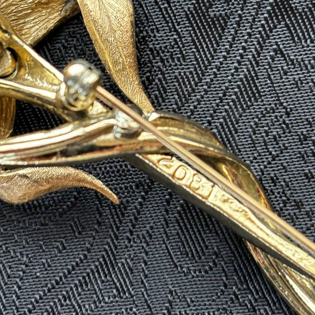 【希少】Boucherブーシェ ユリ フラワー ブローチ ヴィンテージ ゴールド