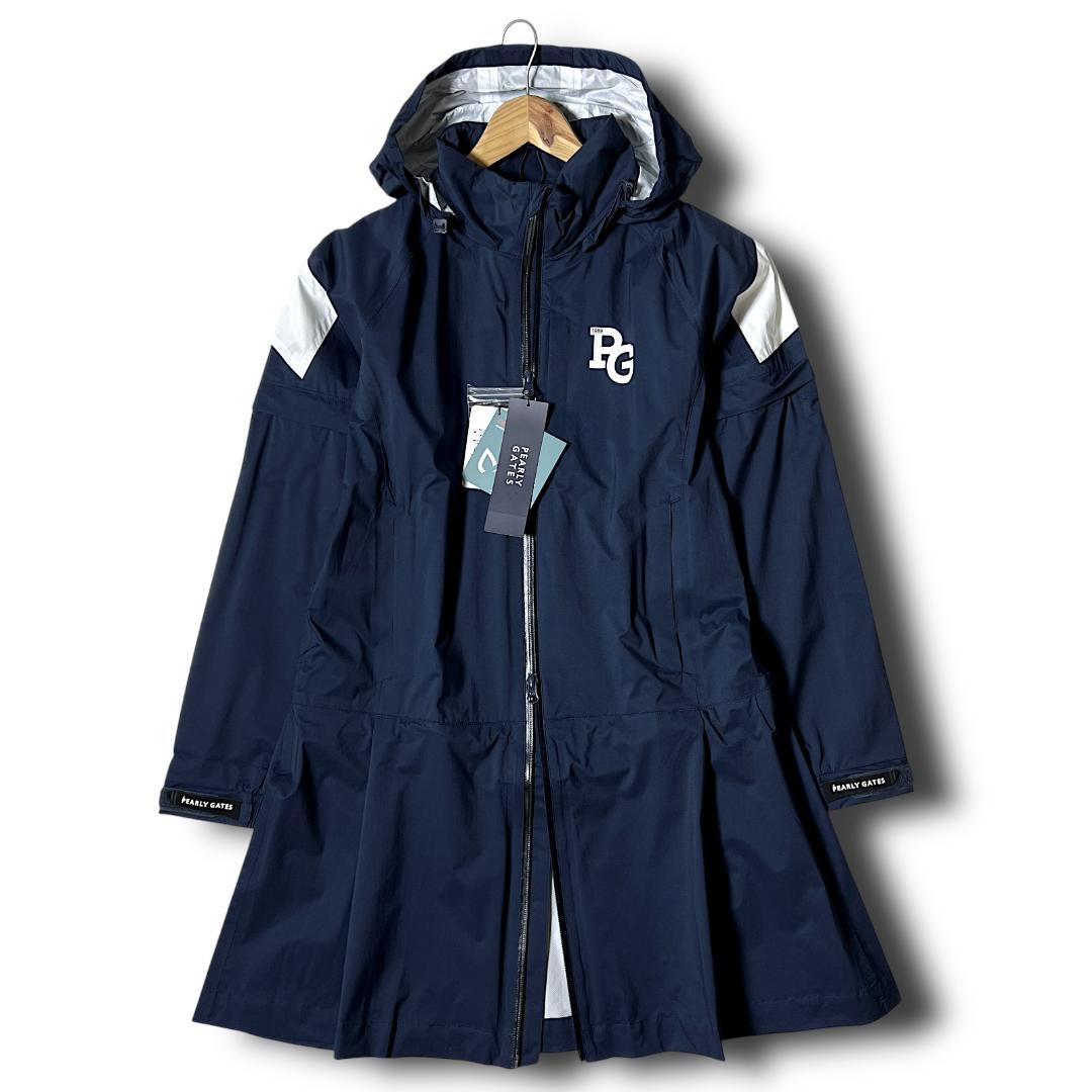 0 パーリーゲイツ AQUAX 防水透湿 レインジャケット ワンピース 紺