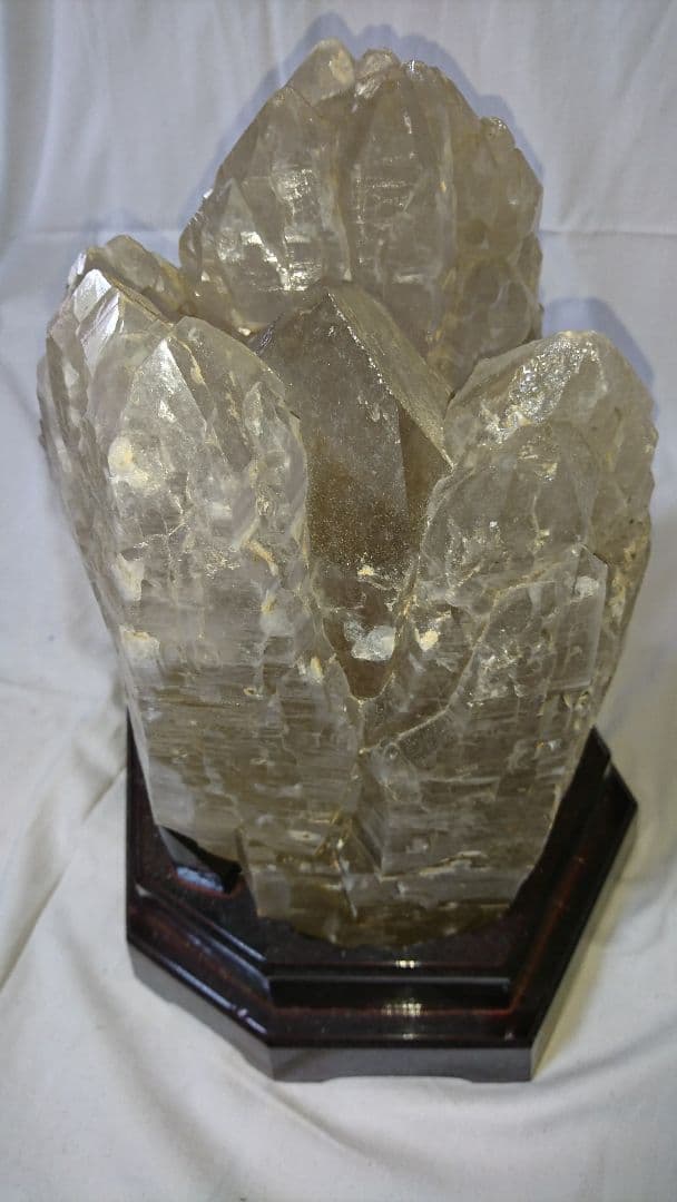 天然【水晶】原石・木台