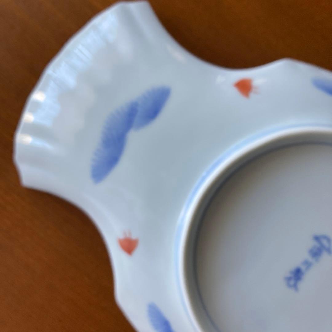 深川製磁　古伊万里鳳凰割地紋　魚型皿