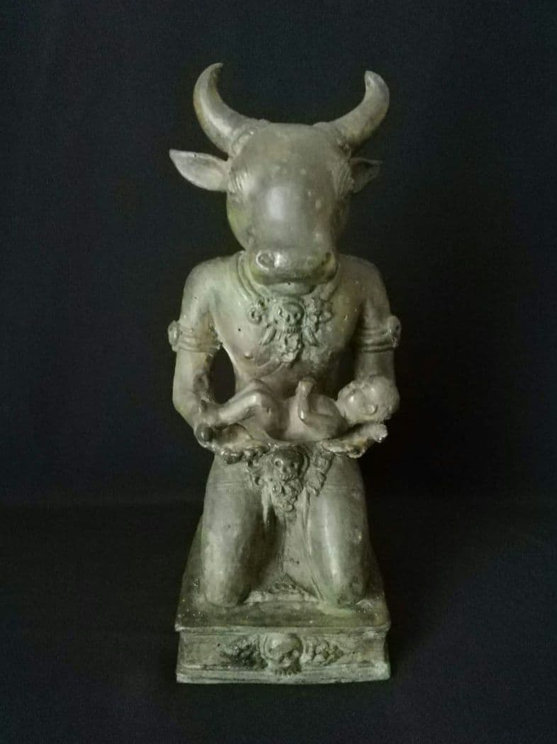 逸品　青銅牛神供犧子像　仏教　インド　中国　チベット　牛頭　 ガジュラーホ寺院群