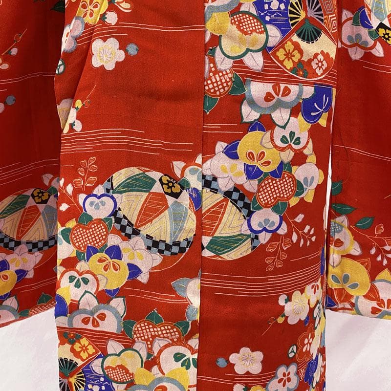 502ag46, 帯締め帯揚げしごき◎七五三 七歳 アンティーク 着物&丸帯◎