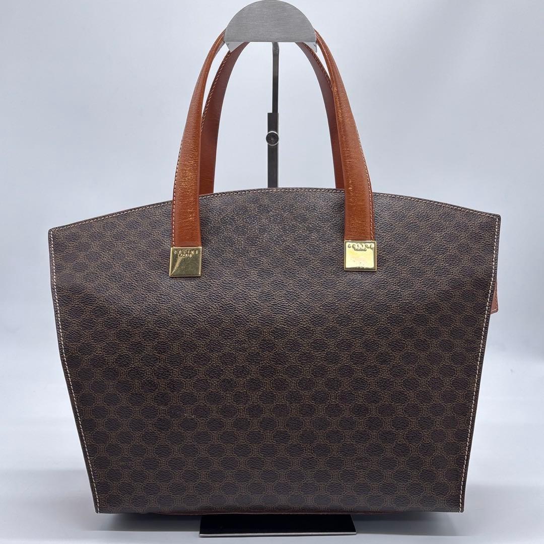 セリーヌ トートバッグ マカダム 舟形 ブラウン