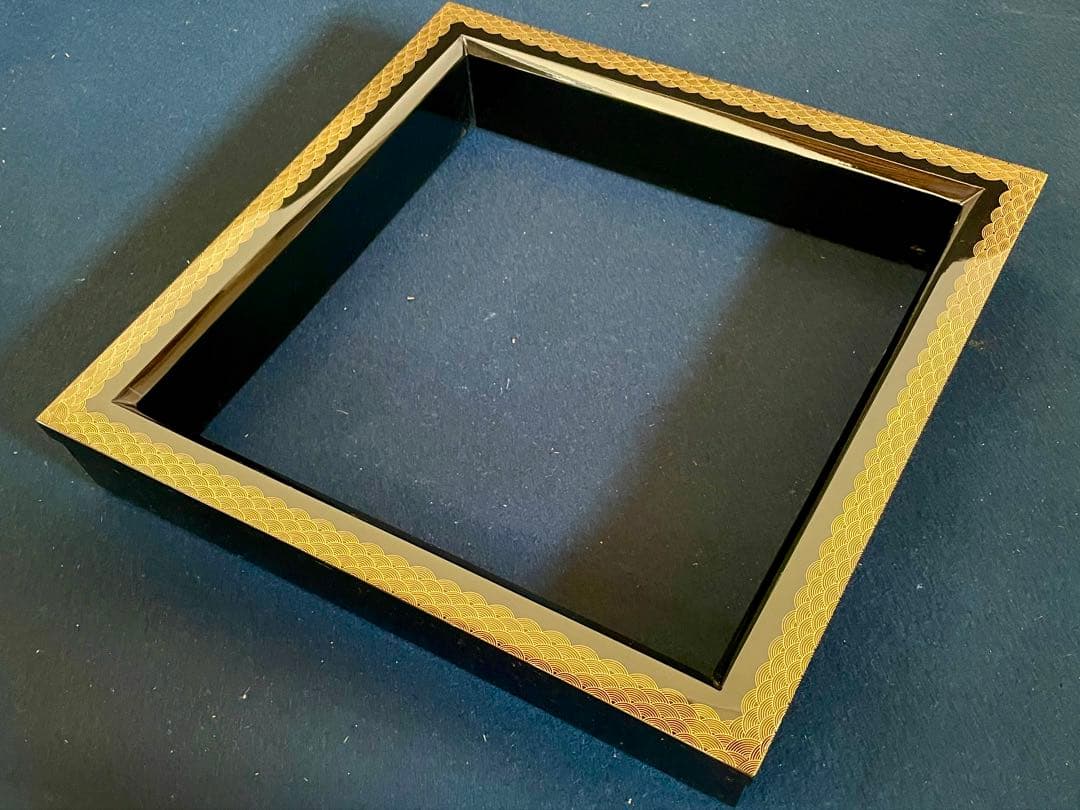 【美品】「母」 青海波 蒔絵 村田 宗覚 炉縁 共箱 茶道具 (1126あ②)