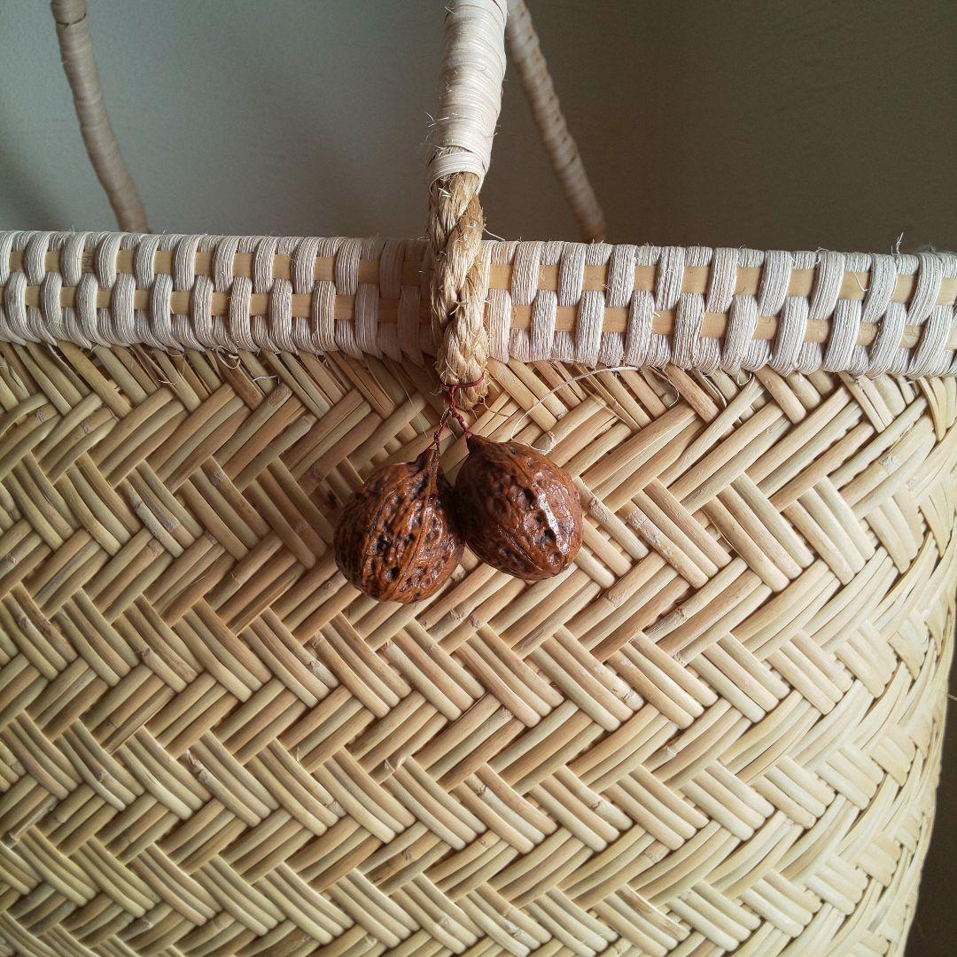 岩手県 鳥越竹細工 市場かご 買い物かご 飾り縁 特大