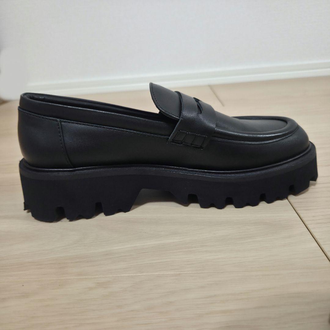 【美品】FABIO RUSCONI　本革　ローファー　厚底　チャンキーヒール　黒