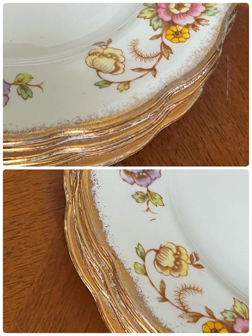 【英国ビンテージ】ロイヤルアルバート・クラウンチャイナ★カメリア★ケーキ皿6枚