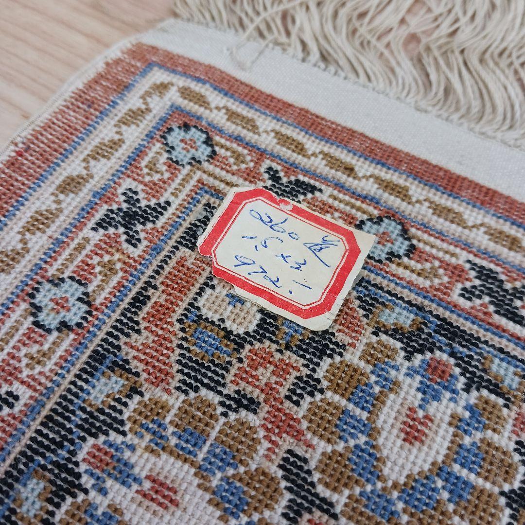 Y3211 高級中国緞通 シルク100% 手織り260段 95×48㎝