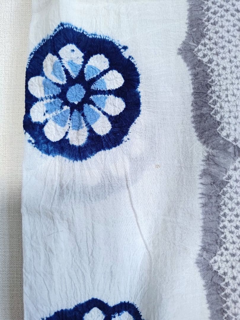 浴衣有松絞り白藍色灰色縦縞花柄ホワイトネイビーグレー紺色単衣木綿着物マーガレット