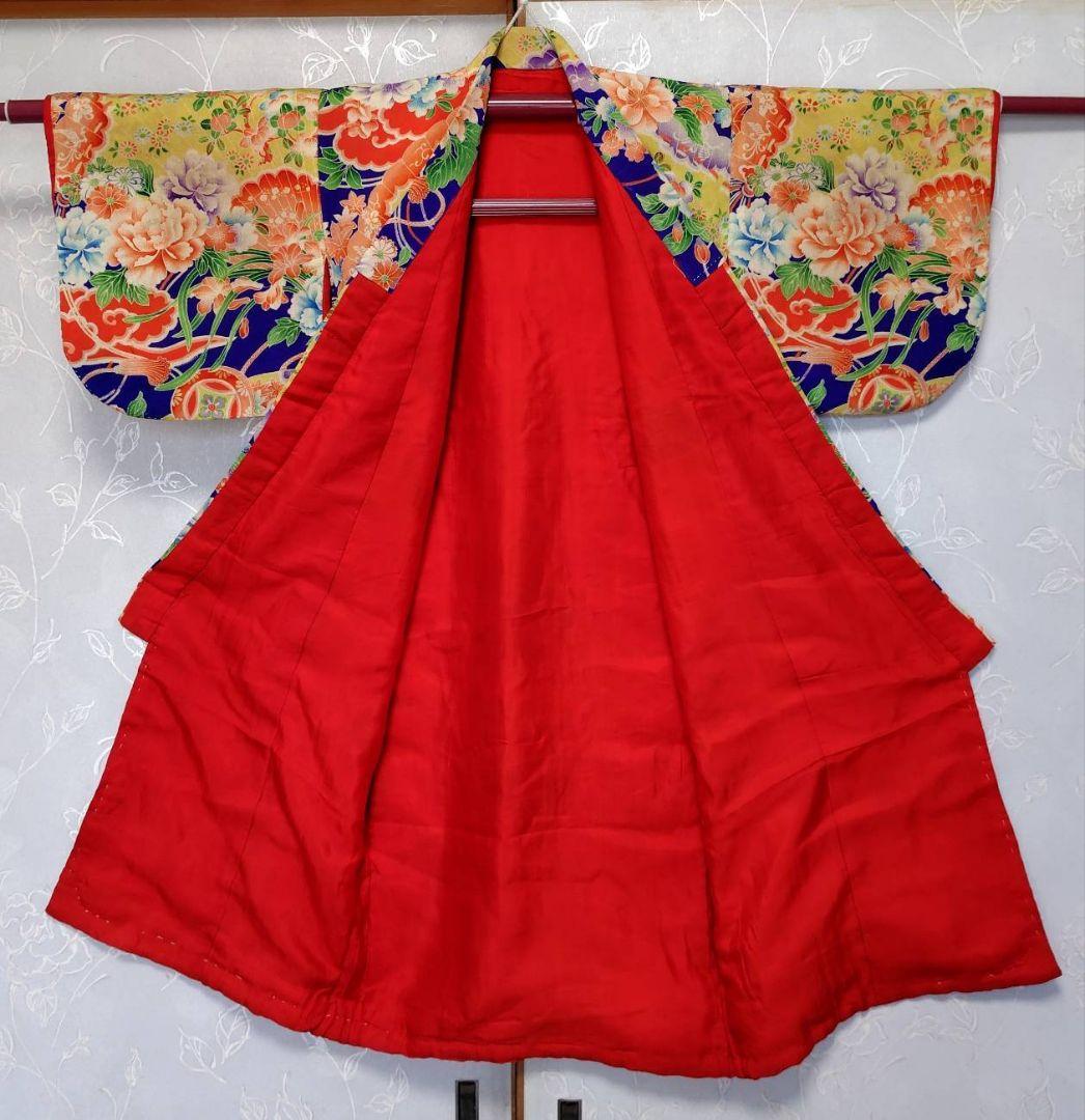 RK381アンティーク子供着物江戸縮緬着丈81センチ裄丈38センチ貴重な着物綺麗