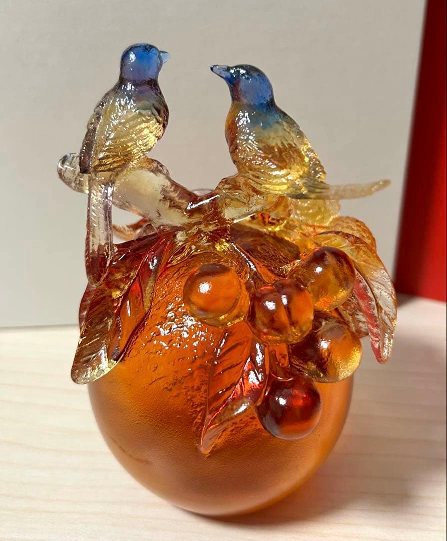 ※元箱付属未使用保管品　琉園 Tittot クリスタルガラス バード 置物