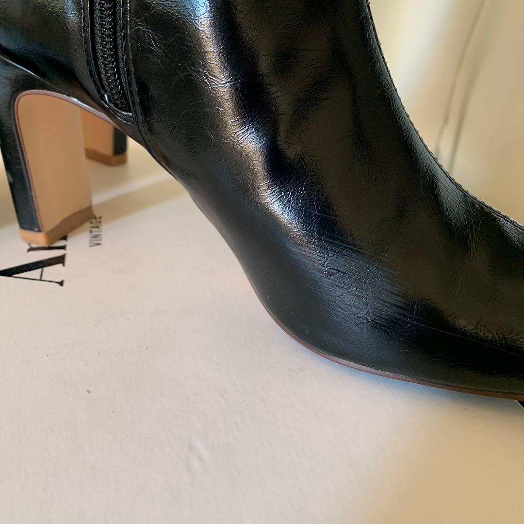 AMERI UND SQUARE TOE SHORT BOOTSブラックLサイズ