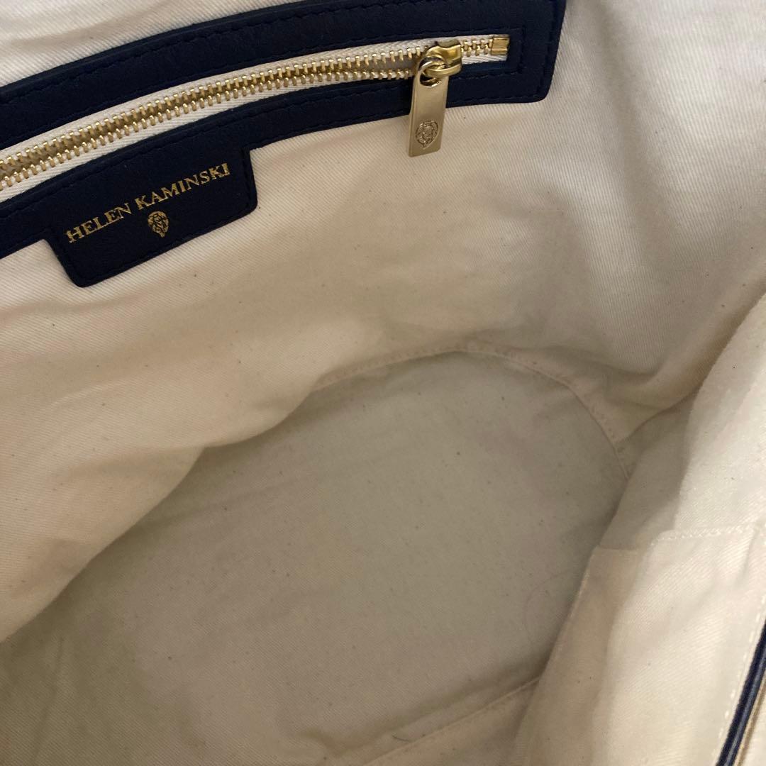 【美品】HELEN KAMINSKIレザーハンドル ラフィア トート バッグ