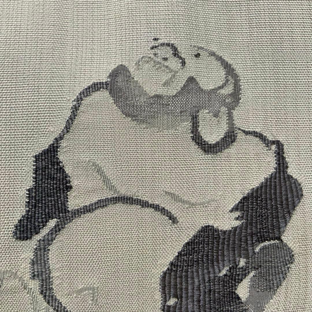 袋帯　袋の上の布袋様　リメイク　バンブーハンドルバッグ