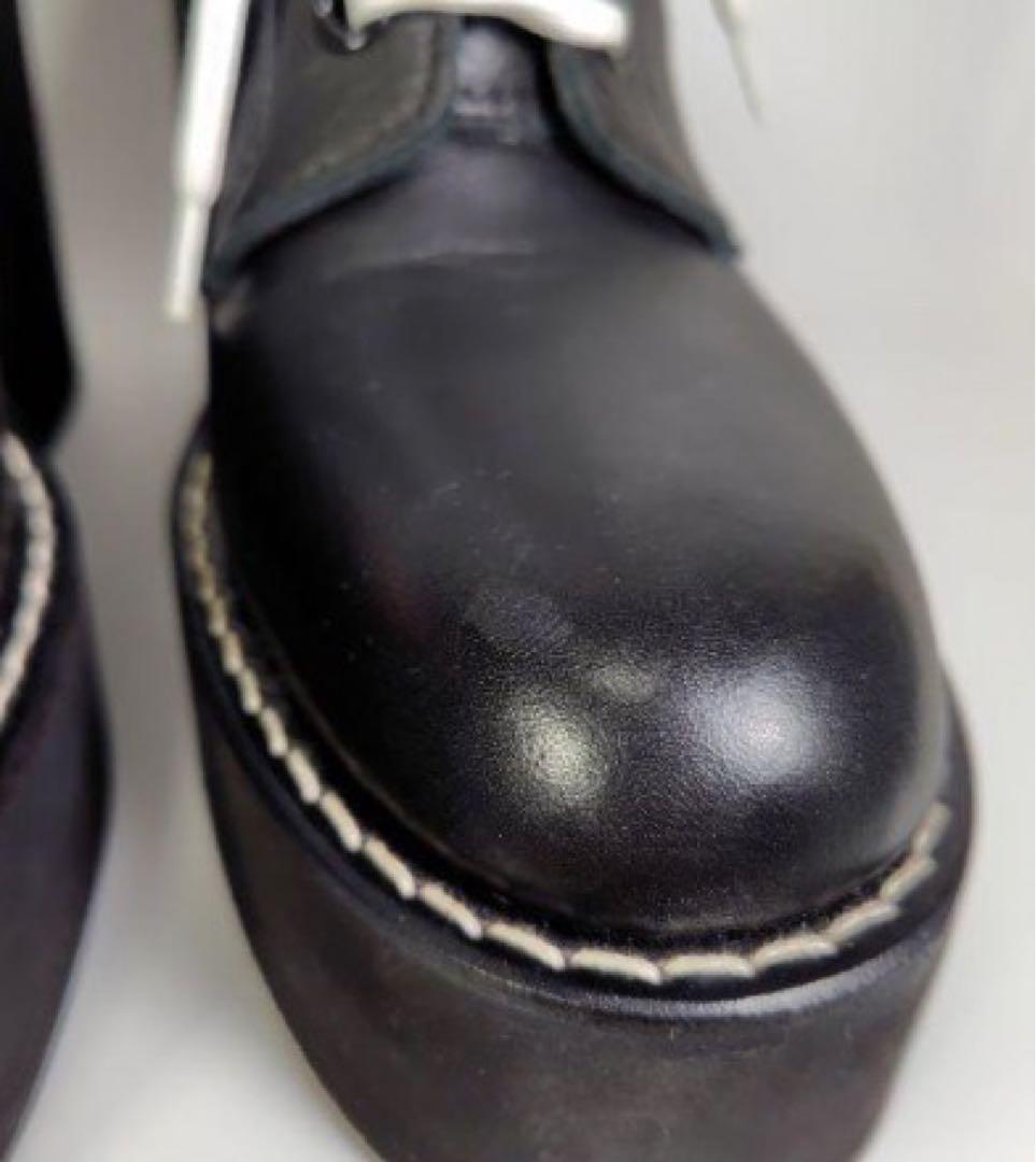 sacai 黒 レザー ワークブーツ プラットフォーム36正規品