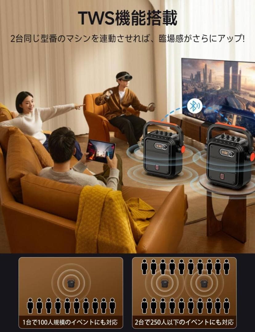 新品 ワイヤレスマイク スピーカーセット 拡声器 Bluetooth 5.0