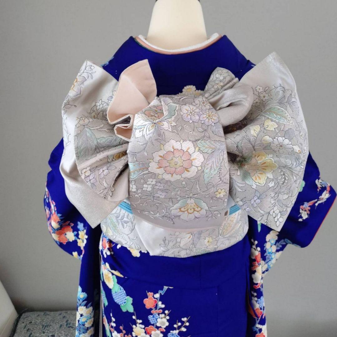 専用　一部式作り帯　振袖用　華やぎ　胴巻き～90㎝　十三参りにも　正絹　銀色