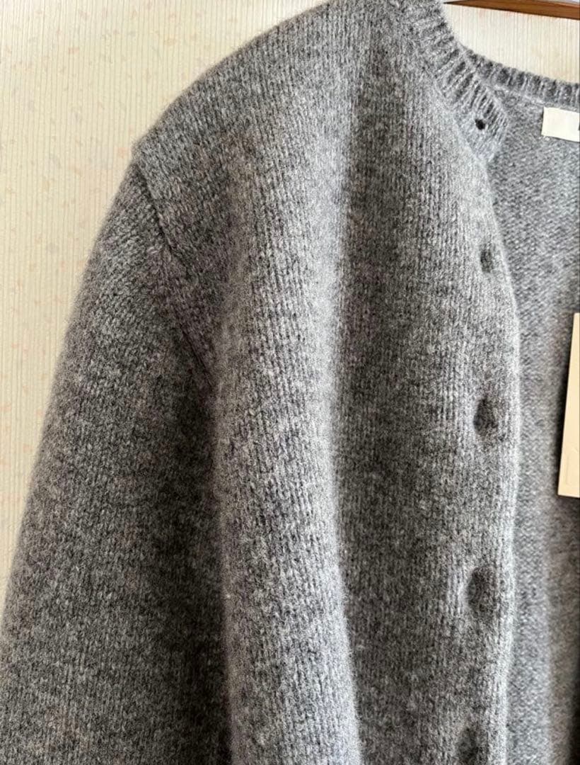 Èaphi WOOL KNIT LOGO CARDIGAN グレー　eaphi