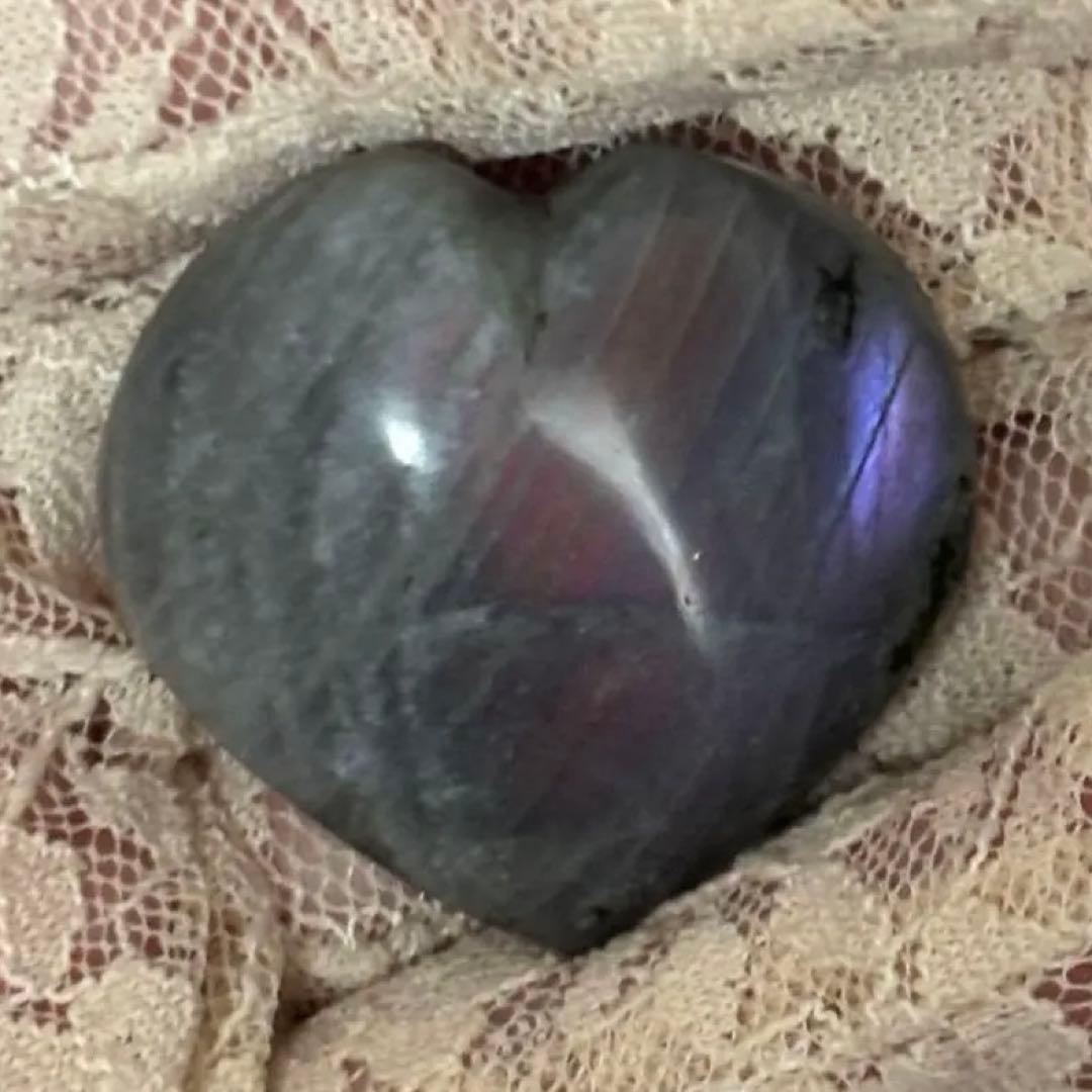 商談中★希少！早い者勝ち‼️可愛い♡ピンク紫 ラブラドライト ハート ①握り石