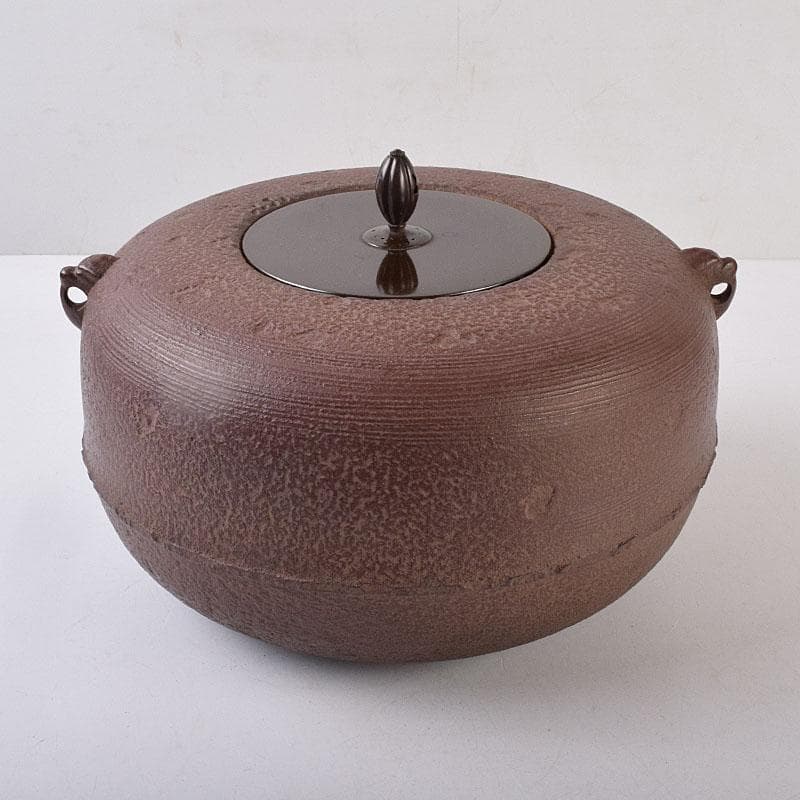 煎茶道具　佐藤浄清作　了々斎好　刷毛目　風炉釜　鉄釜　共布共箱　M　R9052H