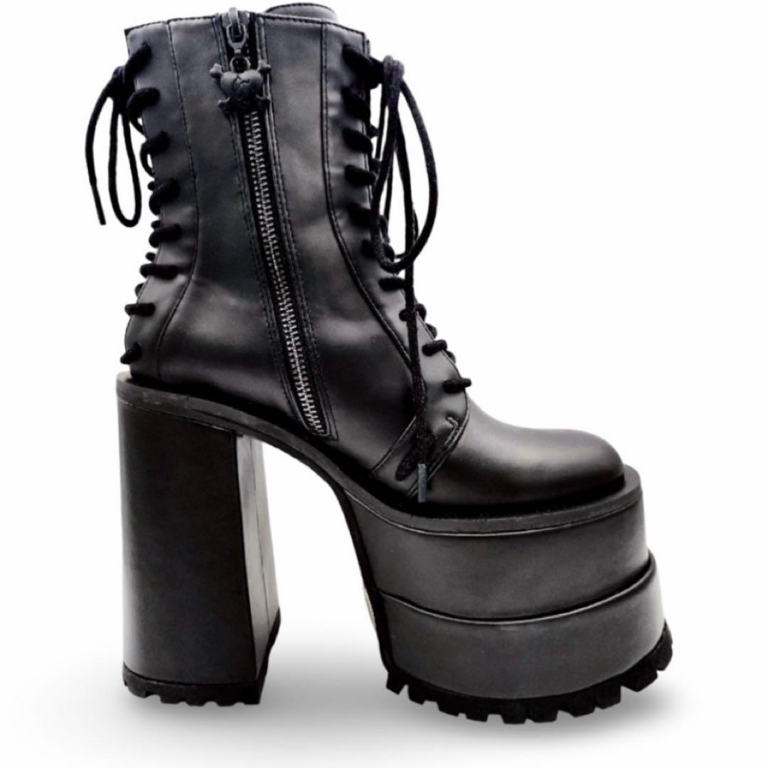 CharlaTedrick【美品】厚底編み上げブーツレースアップブーツゴスロリ