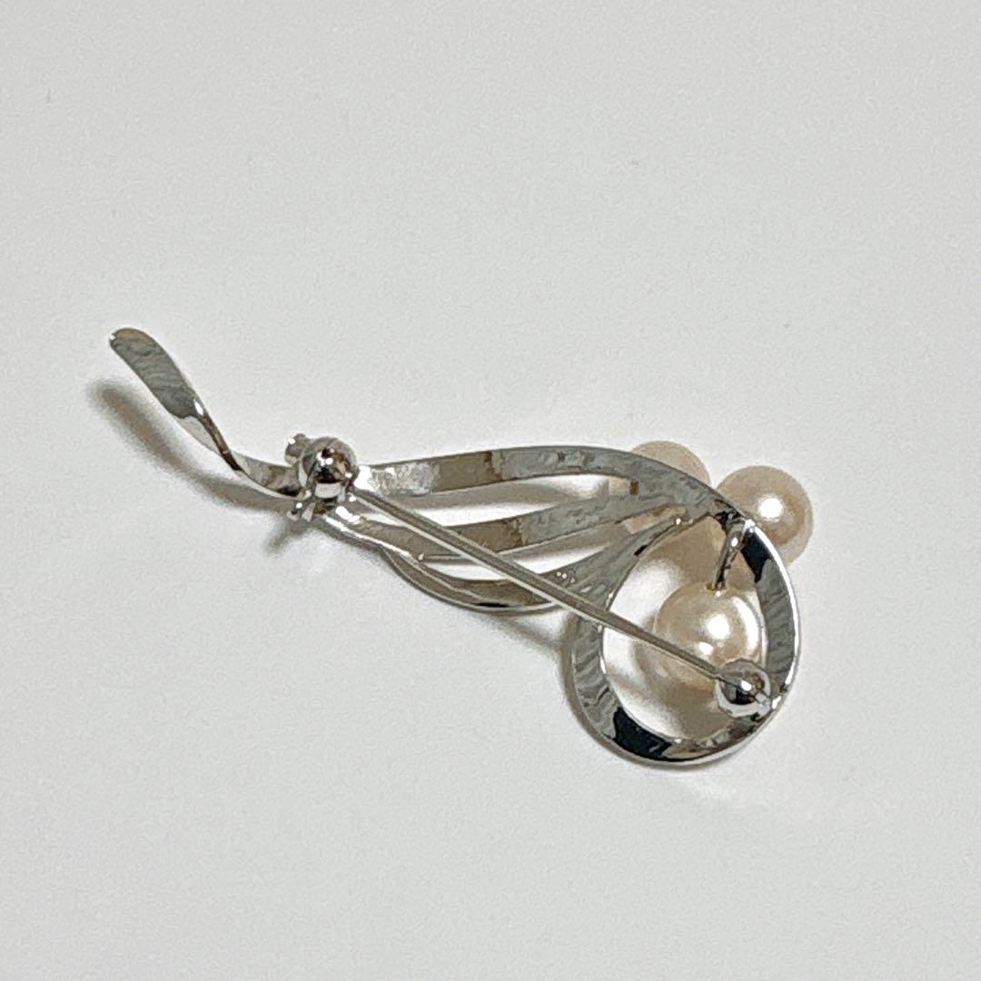 皇室御用達✨MIKIMOTO あこや 本真珠 パール ブローチ コサージュ SV