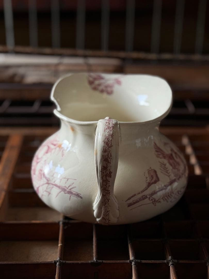 ⚫︎フランスアンティーク⚫︎HB&C ショワジールロワ窯⚫︎深赤色 小鳥のピシェ 器