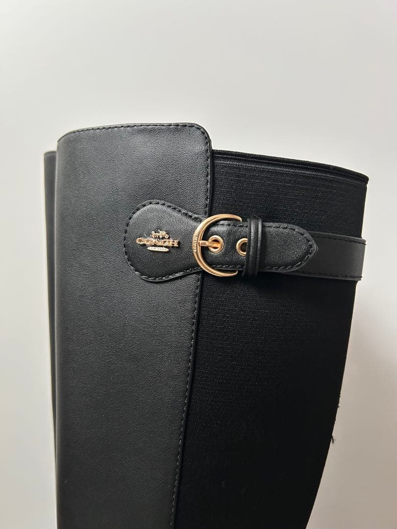 COACH 黒 フランクリン ライディング ロングブーツ ゴールド金具 24cm