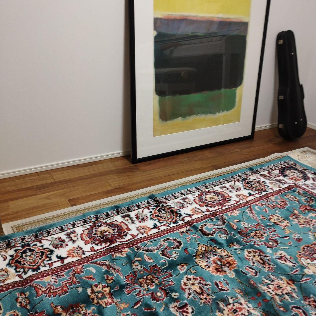 希少　トルコ絨毯　ラグ　ブルー系