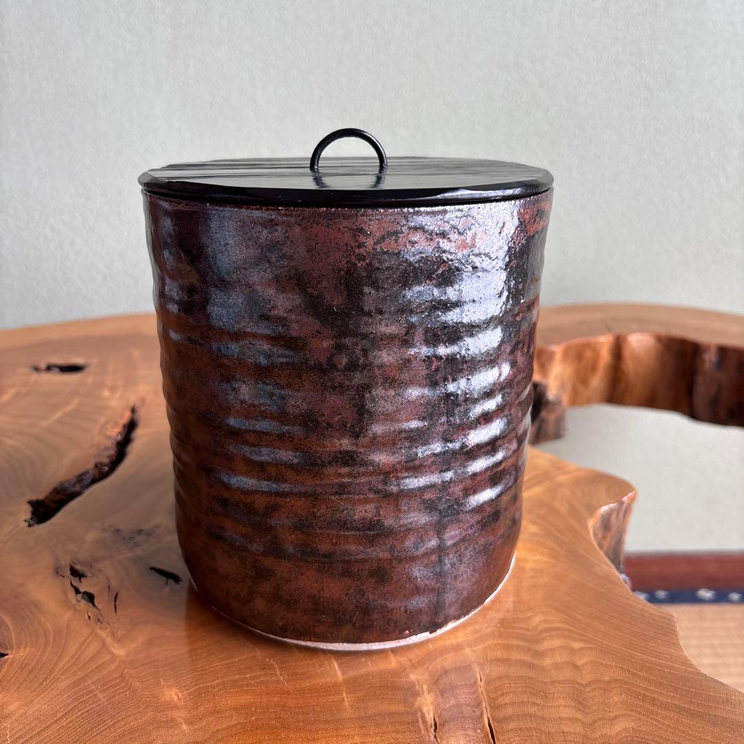 天王窯 蔵田光憲 水指 瀬戸黒 茶道具 共箱