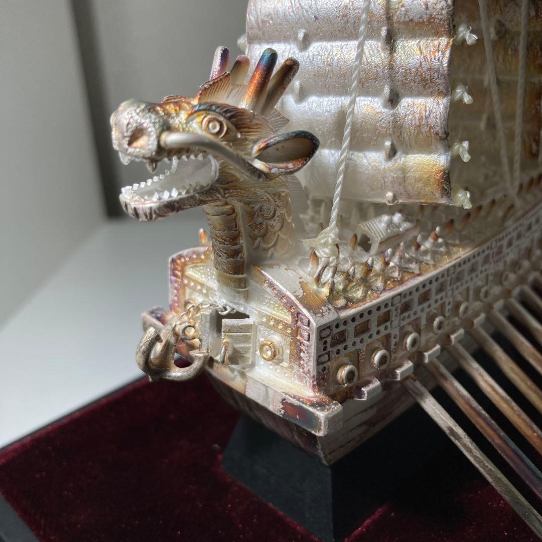 純銀99.9% 亀甲船置物 韓国造船記念品　韓国銀工芸品　ケース付き