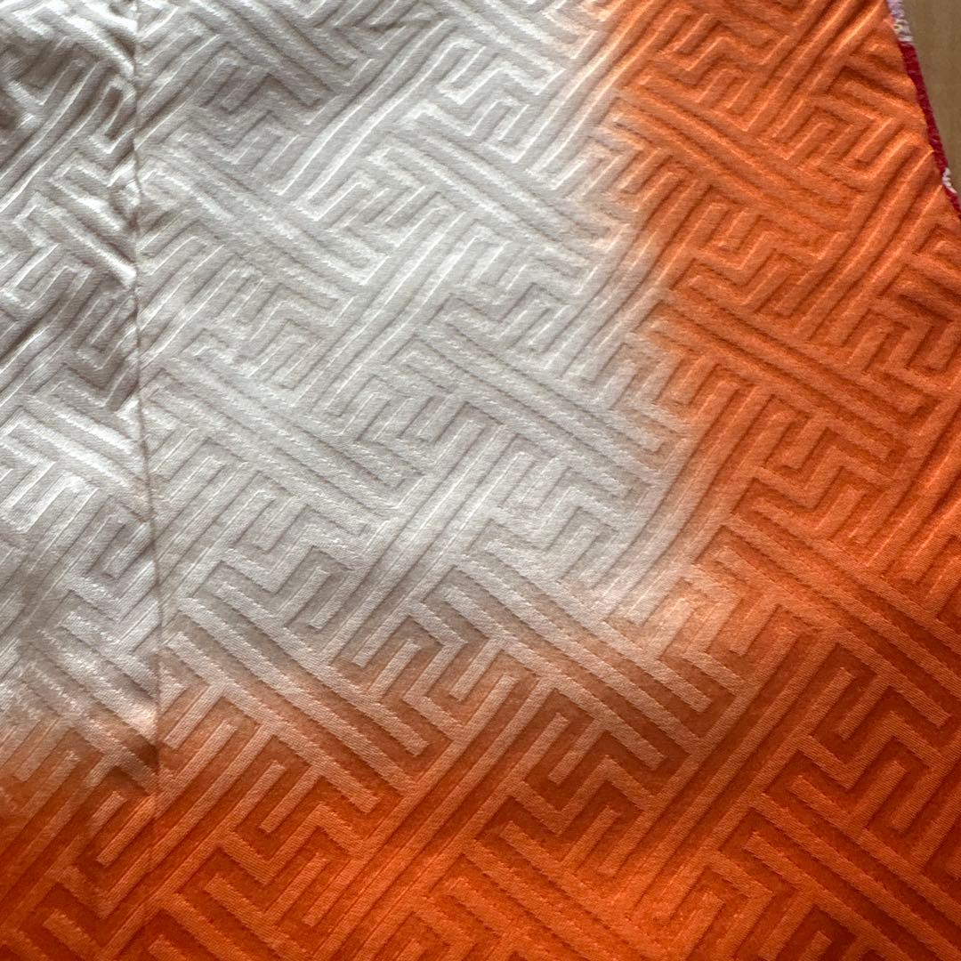 60 正絹？　真紅×小花柄　七五三着物セット　被布　3歳　日本製