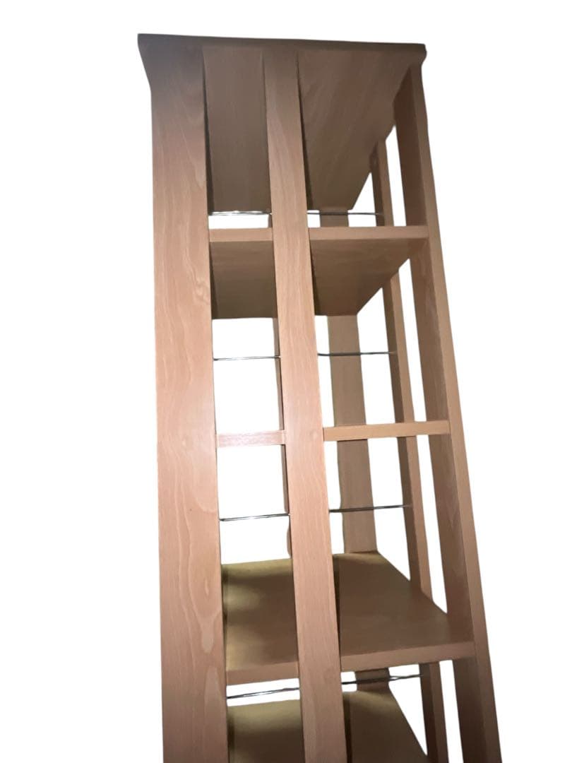 ナチュラル木目 回転式CDラック 5段収納タワー　約35×35×120cm