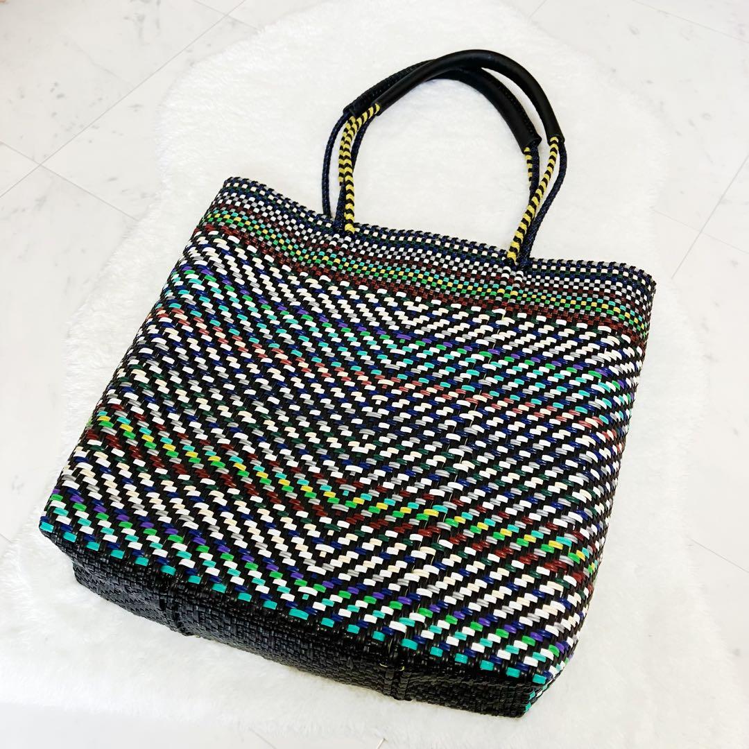 ウーヴン　メキシコ製 トールサイズ バスケットバッグ メルカドバッグ かごバッグ