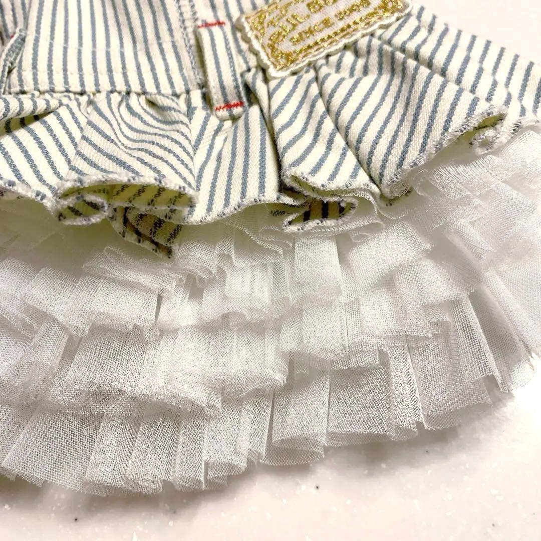 ブルブブ★即完売ヒッコリージャンスカXS☆サックス★スカート新品タグ付き