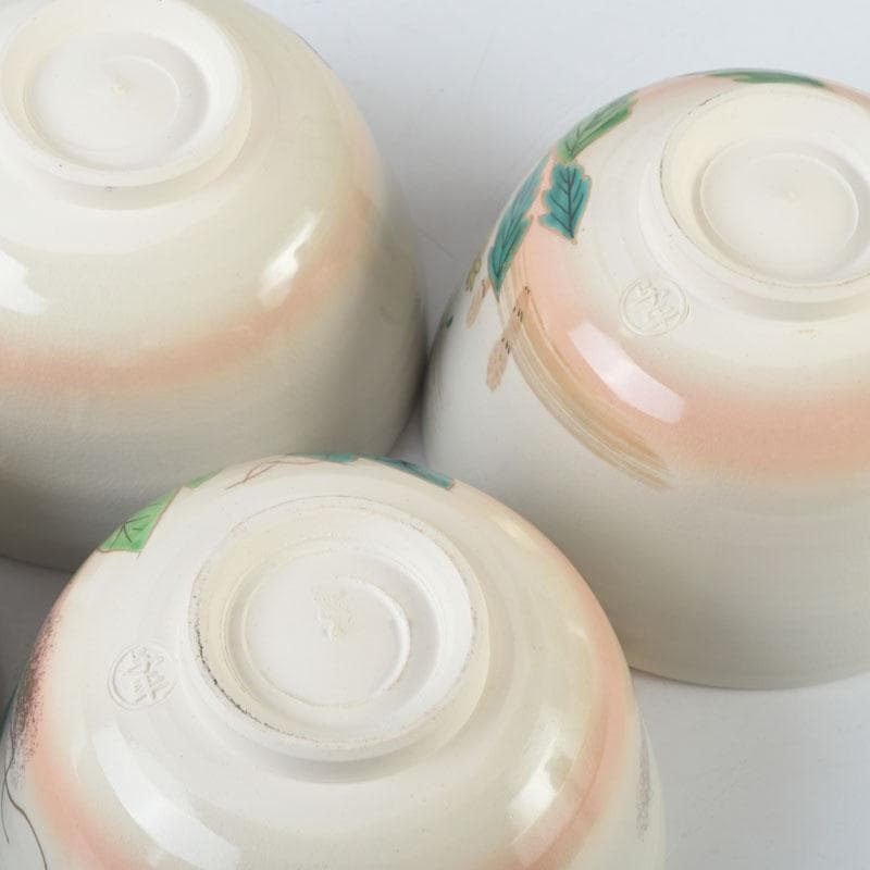 茶道具　中村与平作　四季茶碗　四客　共布共箱　V　9842A