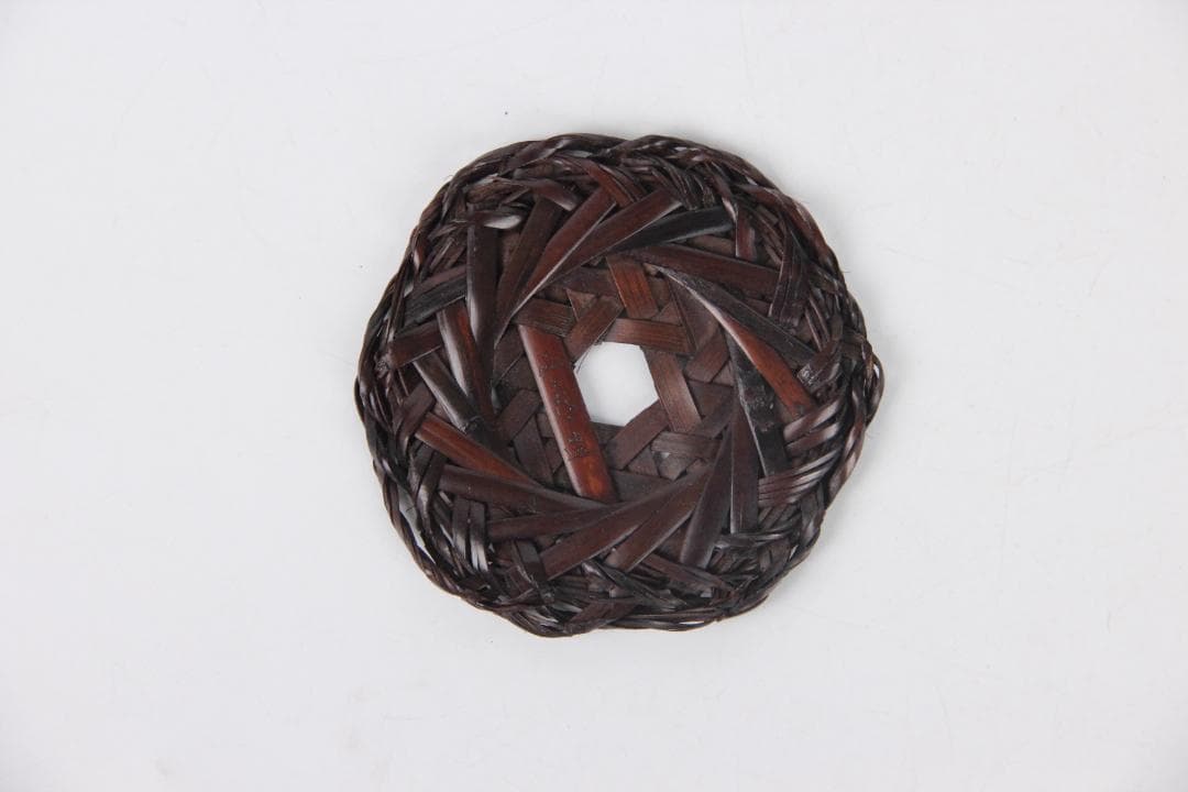 日本茶道具 鈴木 正々斎 造 竹編 亀甲 煎茶敷 幅8.5cm 共箱 Eo1-8