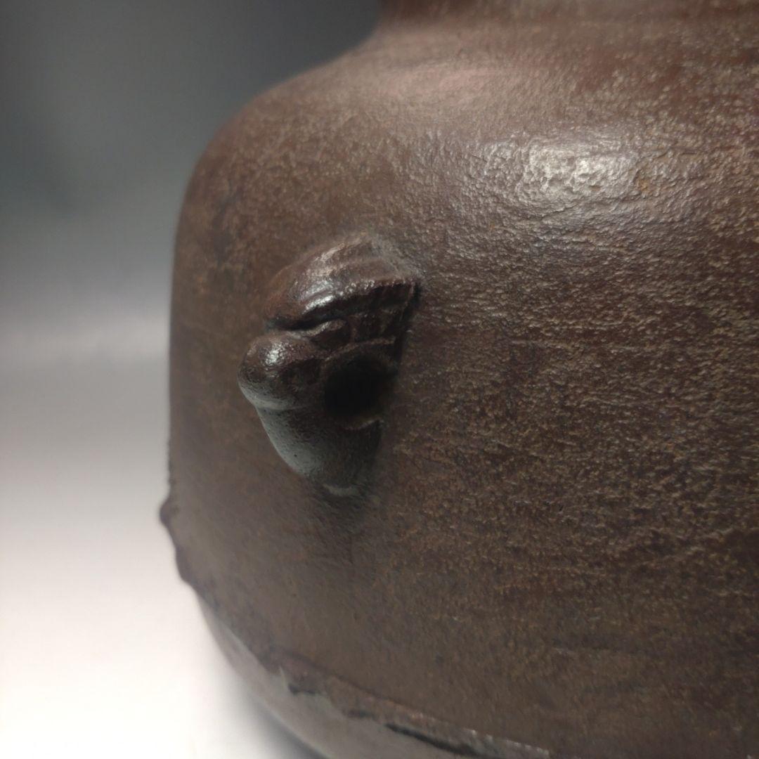 イ188 茶釜『釜師　加藤了三　』『芦屋写浜松文真形釜　共箱　環付』茶道具