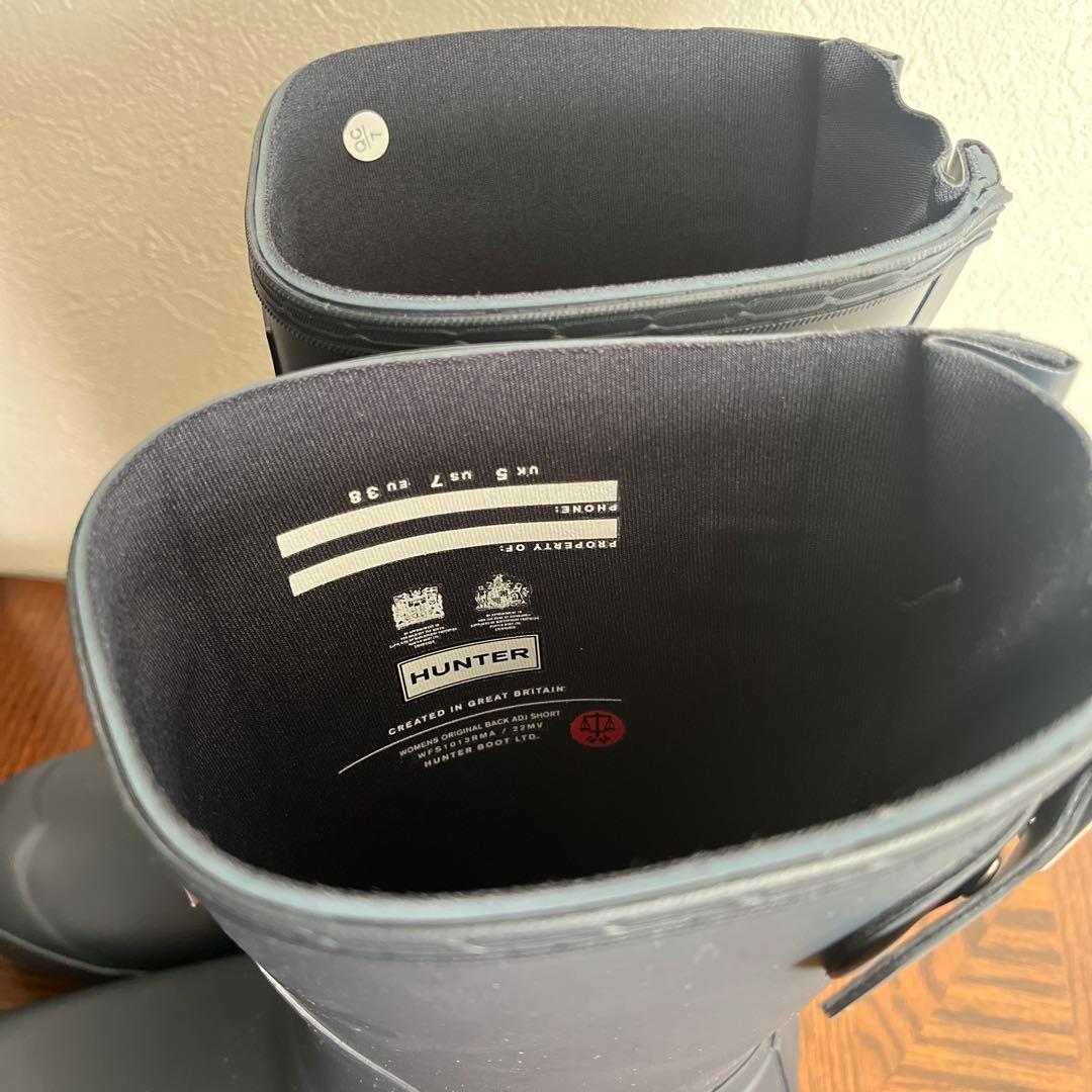 ☆値引き☆新品未使用☆HUNTERショートブーツネイビー24cm