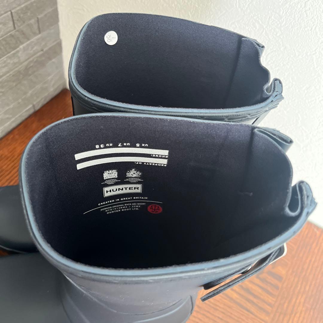 ☆値引き☆新品未使用☆HUNTERショートブーツネイビー24cm