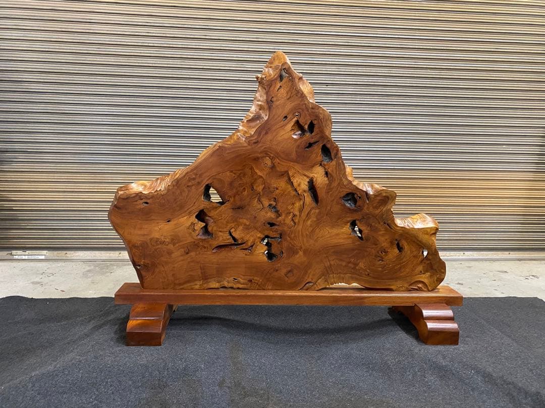 天然木　欅　衝立パーテーション(屋久杉　高級名刺入れ付き)