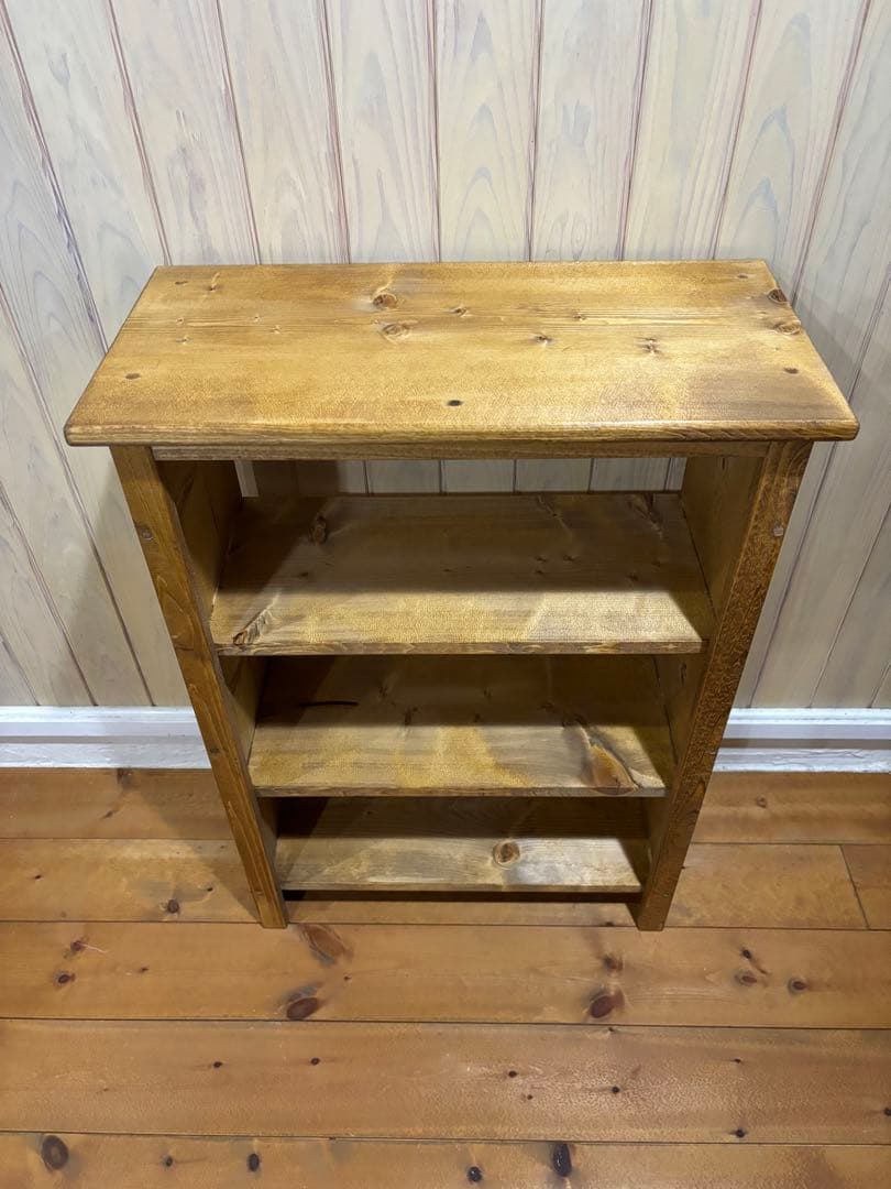 カントリー家具　ハンドメイド　オイル仕上げ3段棚