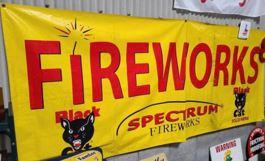 50s USA ビンテージ　Black Cat Fireworks バナー