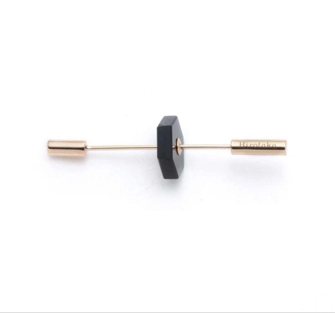 美品　hirotaka ヒロタカ　ショートスピア　ピアス / オニキス　k10