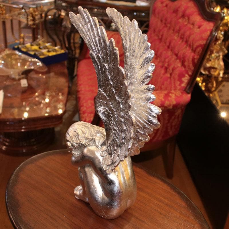 天使のオブジェ シルバー 銀 樹脂製 高さ41cm 143-138-039