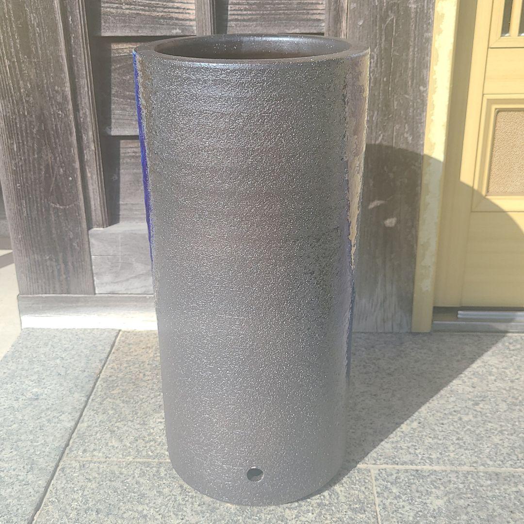 信楽焼傘立て 花彫り 高さ４６cm