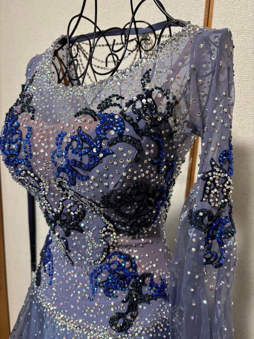 社交ダンスドレス　スタンダード　ブルーグレー