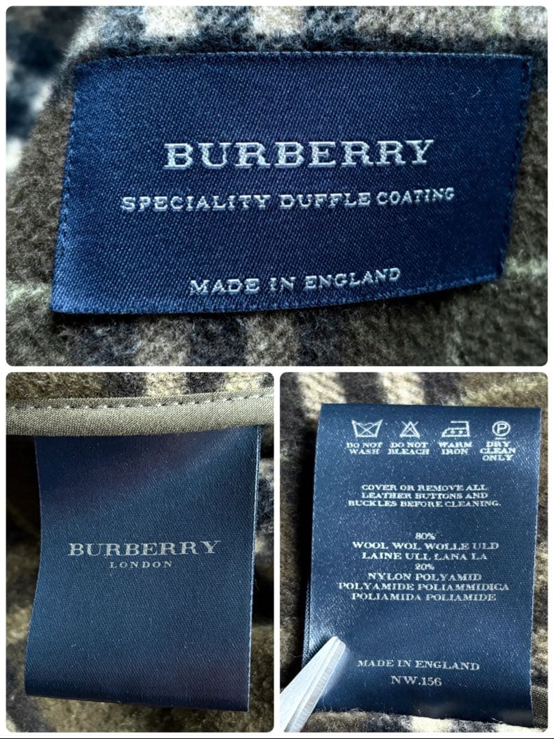 激レアカラー✨バーバリーロンドン ダッフルコート チェック柄 カーキ L 英国製